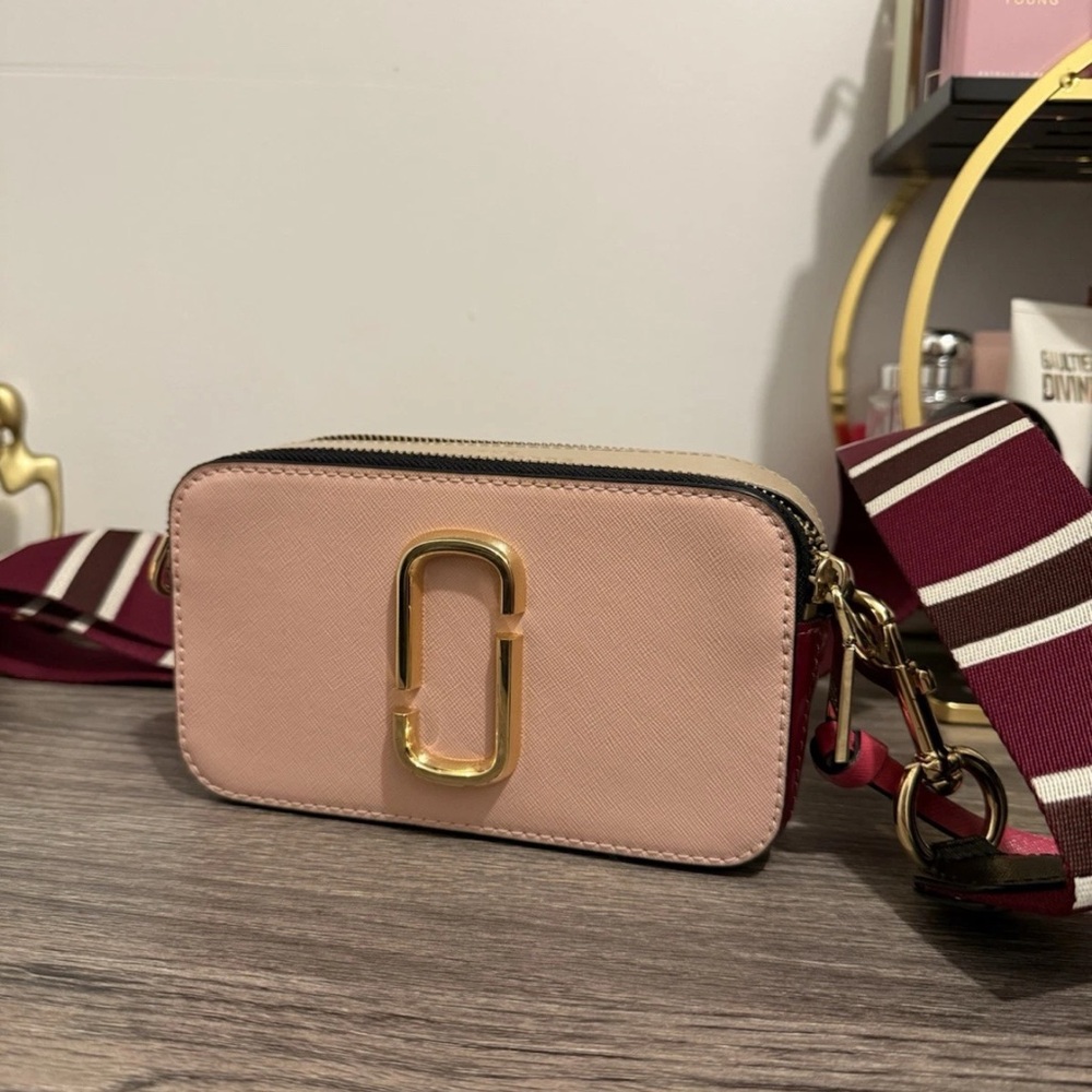 Marc Jacobs Blush Pink Crossbody Bag with Gold Accent